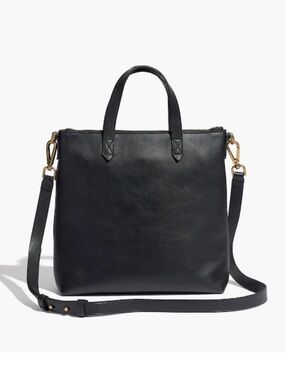 Madewell Black Leather Transport Crossbody Tote